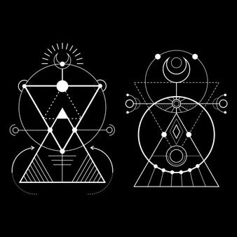 Sacred triangle magic moon | Premium Vector
