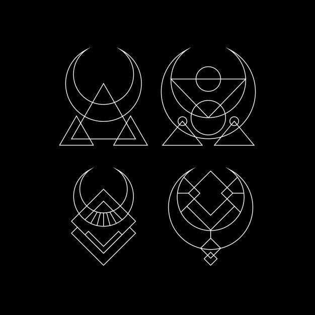 Simple sacred magic moon | Premium Vector
