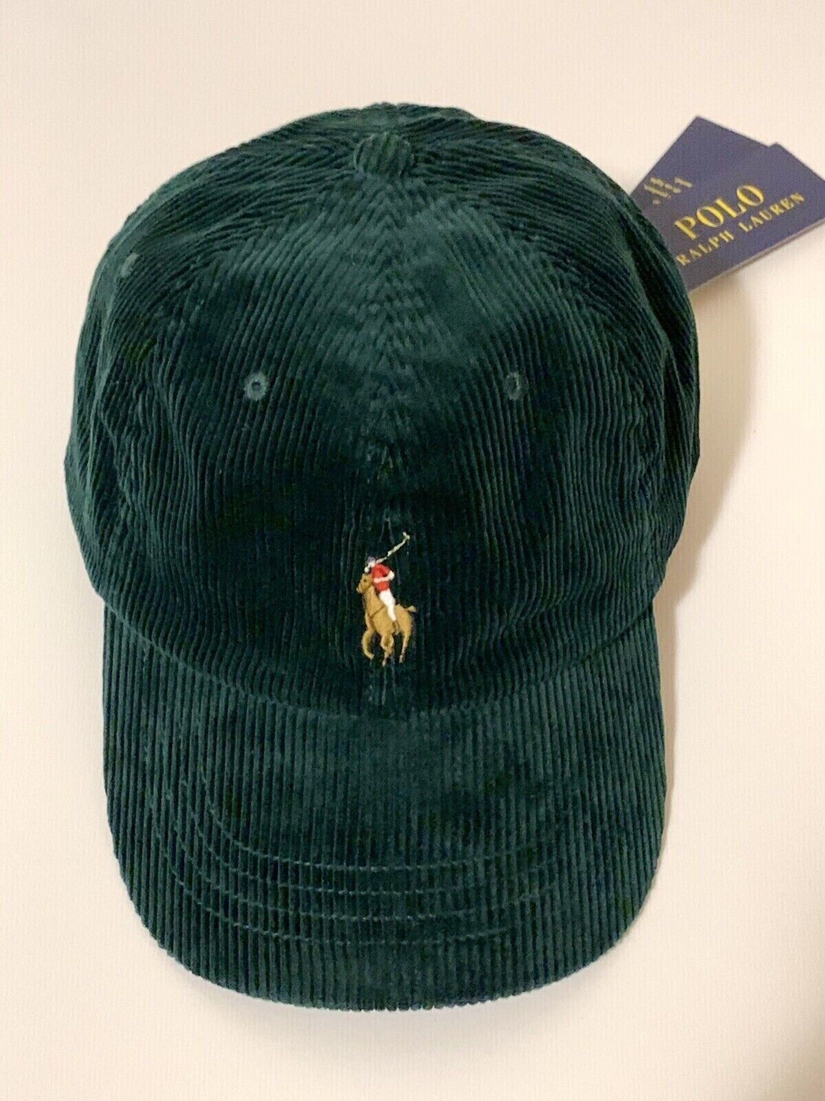 Polo Ralph Lauren Pony Corduroy Baseball/golf Hat Cap Leather & Metal Strap