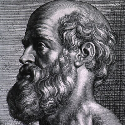 Engraved bust of Hippocrates, after Rubens